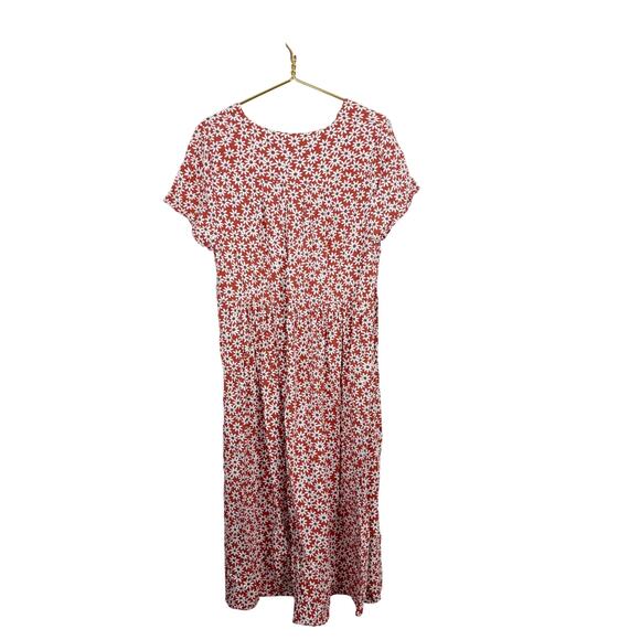 Madewell Clara Midi Dress Falling Daisies Surplice Short Sleeve Orange Sz XXL - Picture 6 of 13